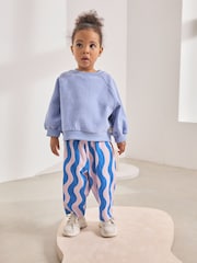 Blue/Lilac Wave Stripe Textured Barrel Leg Trousers (3mths-7yrs) - Image 4 of 8