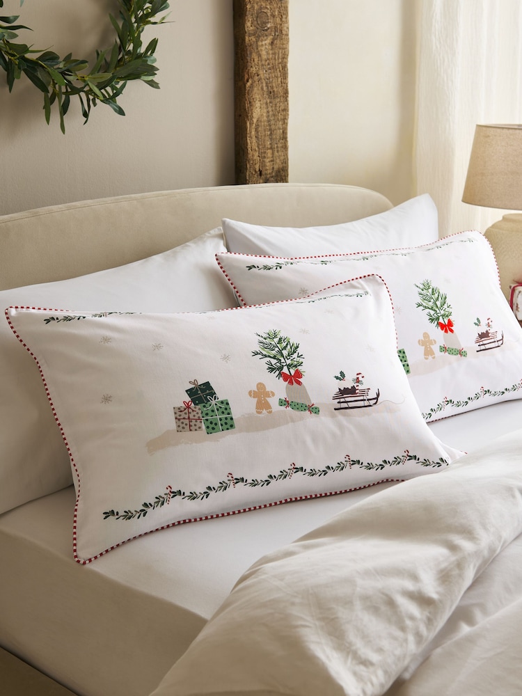 White Christmas Icons Pillowcase Set - Image 1 of 3