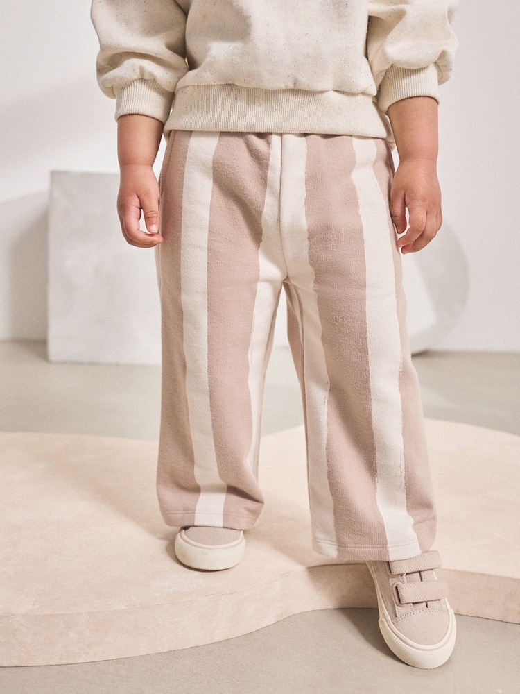 Neutral Stripe Textured Wide Leg Trousers (3mths-7yrs) - Image 1 of 6