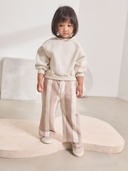 Neutral Stripe Textured Wide Leg Trousers (3mths-7yrs) - Image 6 of 6