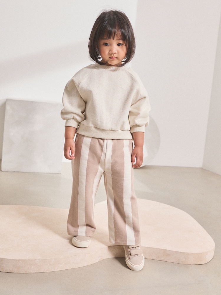 Neutral Stripe Textured Wide Leg Trousers (3mths-7yrs) - Image 6 of 6