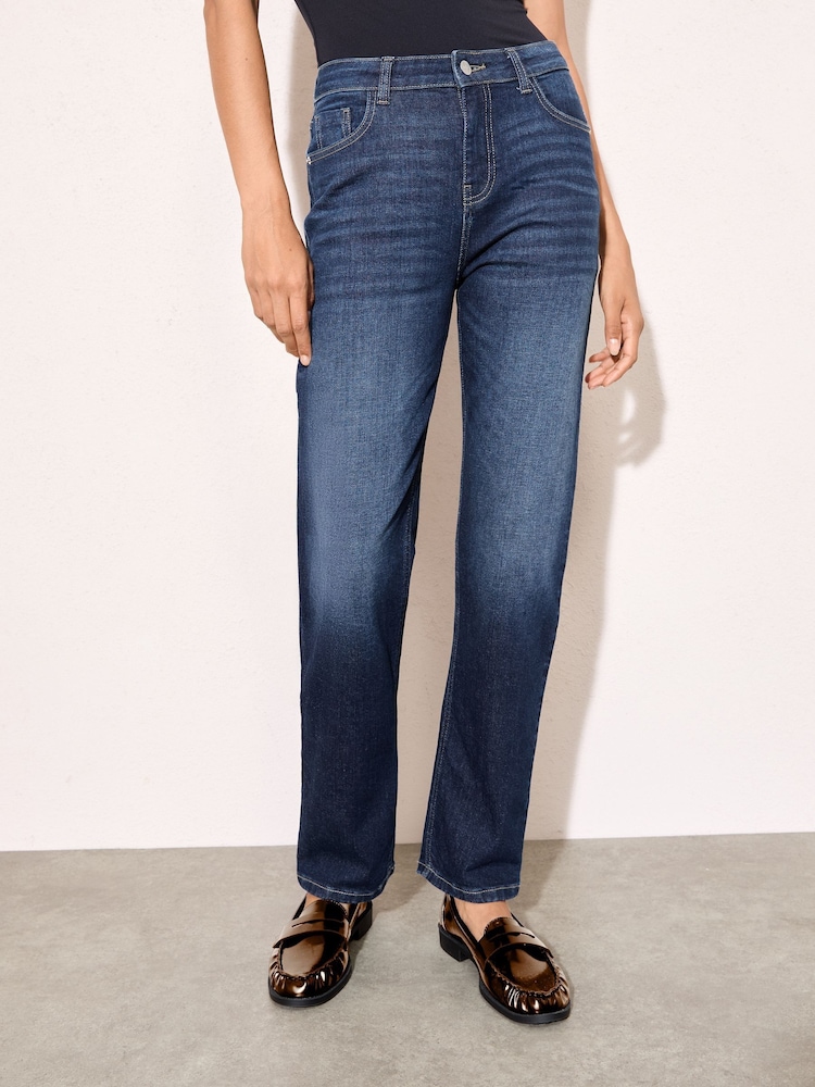 Friends Like These Dark Blue Ankle Straight Leg Jeans - Image 2 of 4 Friends Like These Dark Blue Ankle Straight Leg Jeans - Image 2 of 4