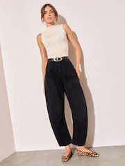 Friends Like These Black Denim Barrel Jeans - Image 1 of 4