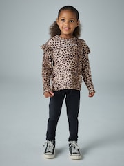 smALLSAINTS Leopard Frill Long Sleeve T-Shirt and Legging Younger Girls Set - Image 1 of 10