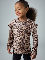 smALLSAINTS Leopard Frill Long Sleeve T-Shirt and Legging Younger Girls Set - Image 2 of 10