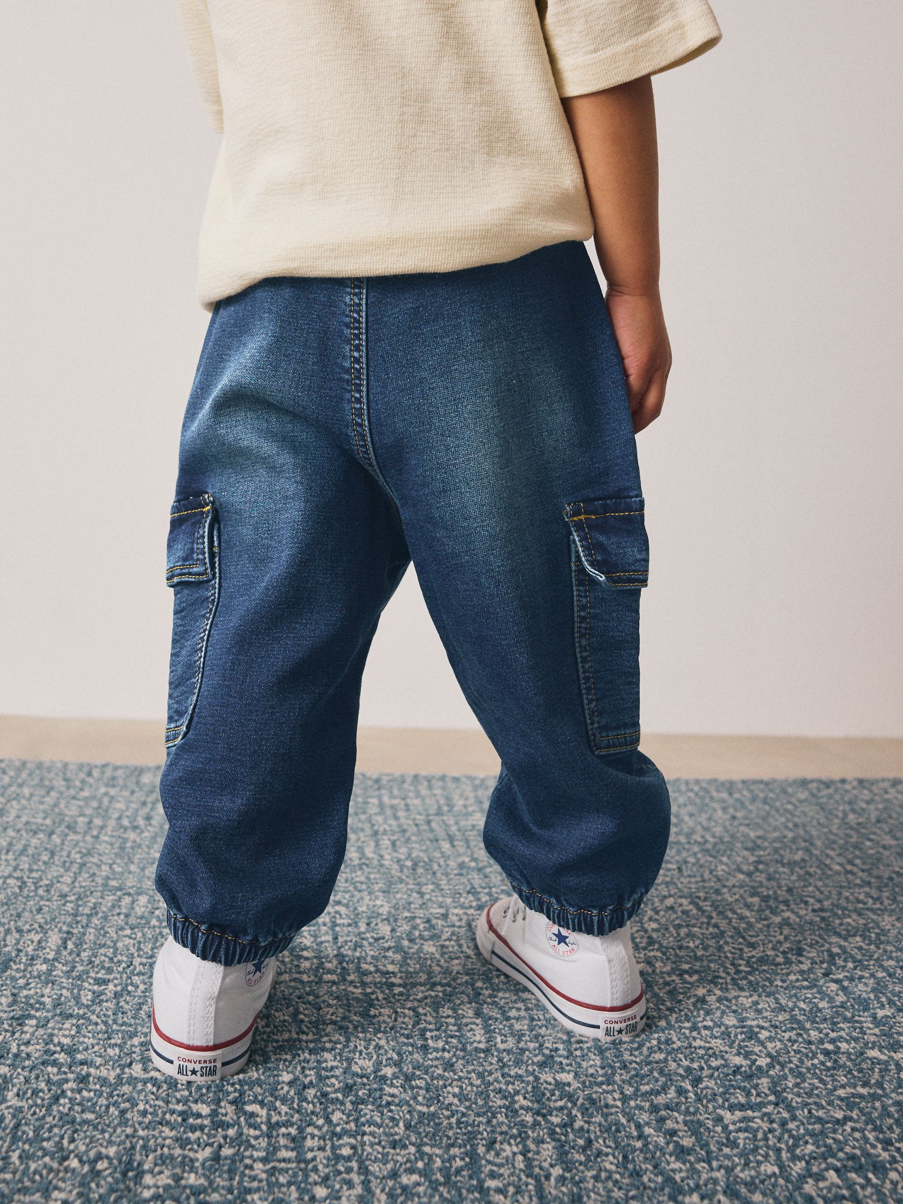 Buy Dark Blue Comfort Stretch Wide Cargo Jeans (3mths-7yrs) from
