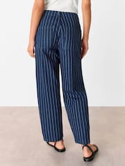 Whistles Blue 100% Cotton Pinstripe Barrel Leg Jeans - Image 2 of 5