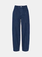 Whistles Blue 100% Cotton Pinstripe Barrel Leg Jeans - Image 5 of 5