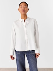 Whistles White Petite Boxy 100% Cotton Shirt - Image 1 of 5