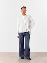 Whistles White Petite Boxy 100% Cotton Shirt - Image 4 of 5