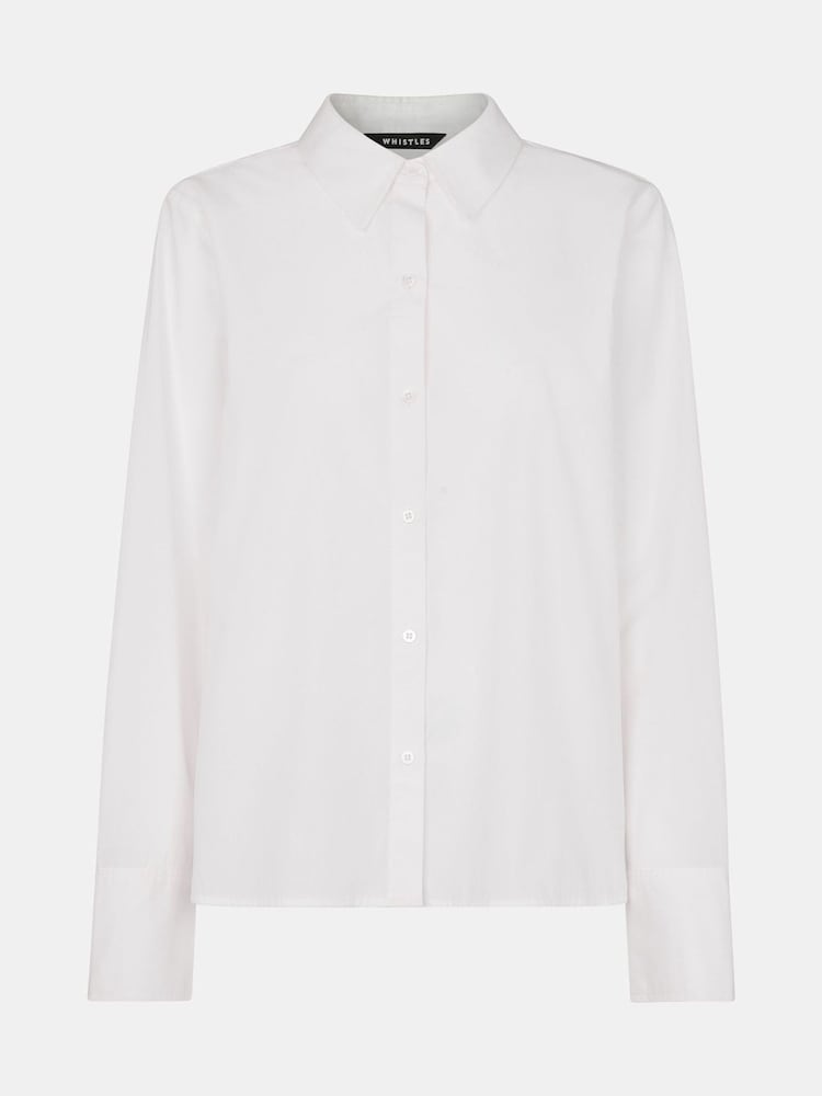Whistles White Petite Boxy 100% Cotton Shirt - Image 5 of 5