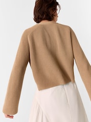 Whistles Brown Nala 100% Cotton Cardigan - Image 2 of 5