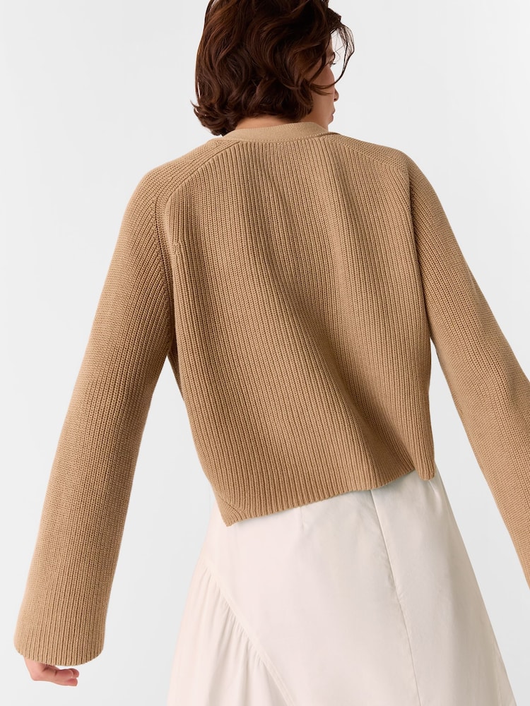 Whistles Brown Nala 100% Cotton Cardigan - Image 2 of 5