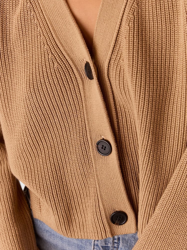 Whistles Brown Nala 100% Cotton Cardigan - Image 4 of 5