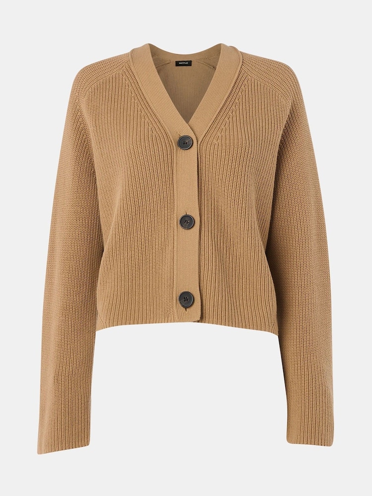 Whistles Brown Nala 100% Cotton Cardigan - Image 5 of 5