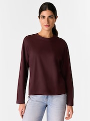 Whistles Red 100% Cotton Relaxed Long Sleeve T-Shirt - Image 1 of 5