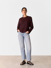 Whistles Red 100% Cotton Relaxed Long Sleeve T-Shirt - Image 3 of 5