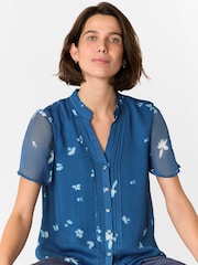 Whistles Blue Sun Bleached Floral Blouse - Image 1 of 5