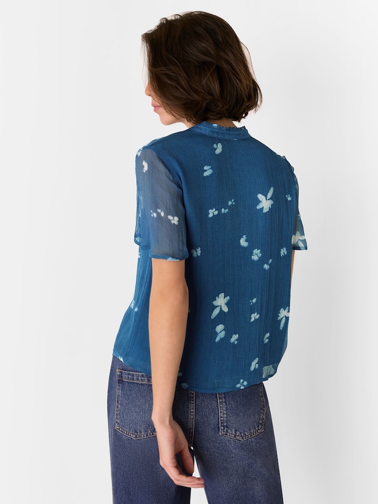 Whistles Blue Sun Bleached Floral Blouse - Image 2 of 5