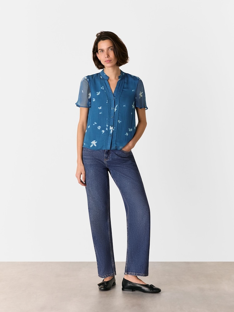 Whistles Blue Sun Bleached Floral Blouse - Image 3 of 5