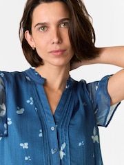 Whistles Blue Sun Bleached Floral Blouse - Image 4 of 5
