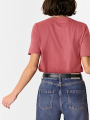 Whistles Pink 100% Cotton Rosa Double Trim T-Shirt - Image 2 of 5