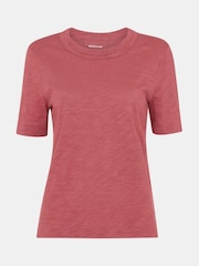 Whistles Pink 100% Cotton Rosa Double Trim T-Shirt - Image 5 of 5