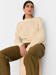 Whistles White 100% Cotton Pointelle Crew Neck Knit Jumper - Image 1 of 5