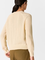 Whistles White 100% Cotton Pointelle Crew Neck Knit Jumper - Image 2 of 5