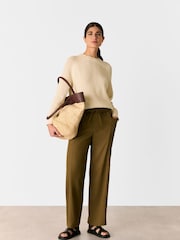Whistles White 100% Cotton Pointelle Crew Neck Knit Jumper - Image 3 of 5