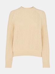 Whistles White 100% Cotton Pointelle Crew Neck Knit Jumper - Image 5 of 5