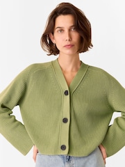 Whistles Green Nala 100% Cotton Cardigan - Image 1 of 5