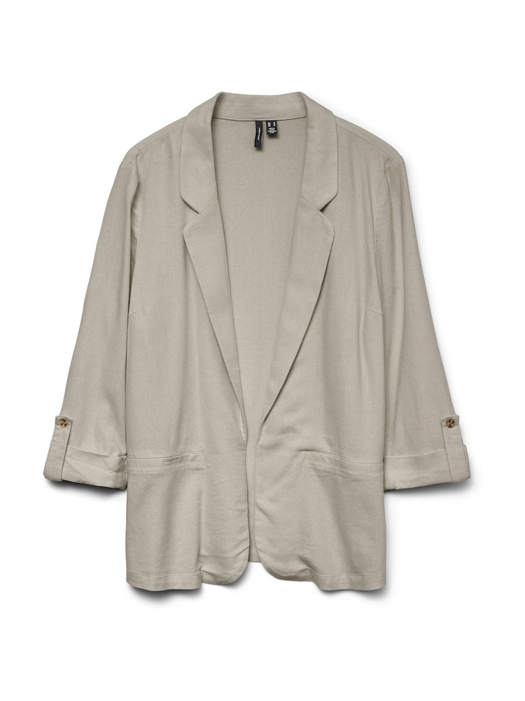 VERO MODA Beige Linen Blend 3/4 Sleeve Jacket - Image 5 of 5