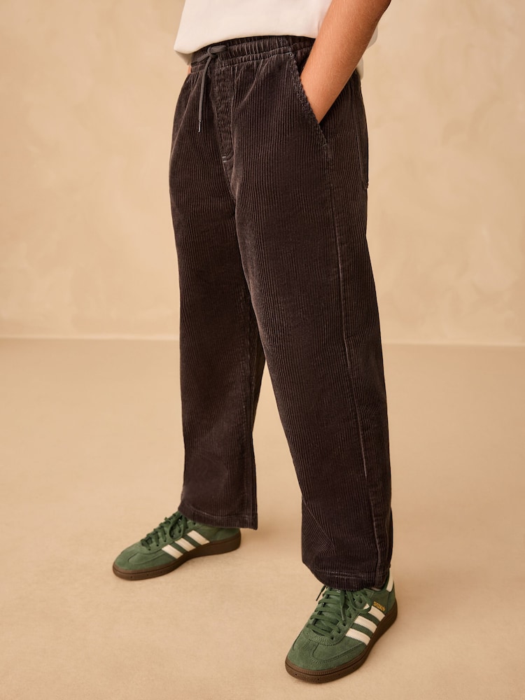 Charcoal Grey Wide Fit Corduroy Pull On Trousers (3-16yrs) - Image 1 of 8