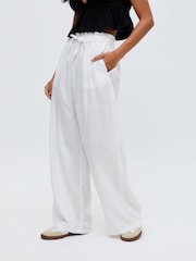 Raffya White Paulina Wide Leg Linen Trousers - Image 2 of 4