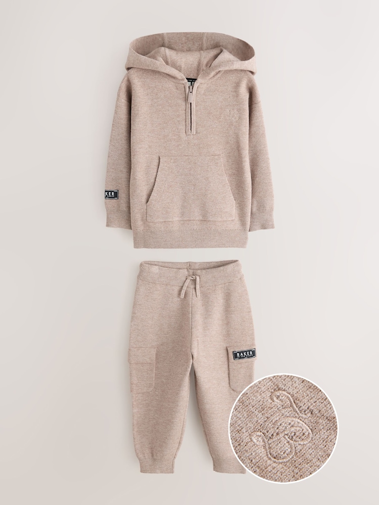 Baker by Ted Baker Knitted Funnel Zip Neck Top and Jogger Set - Image 1 of 7