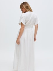 Raffya Sally Ann Embrodied 100% Cotton Dress with Brown Stitching - Image 2 of 7