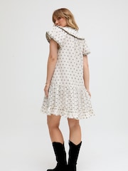 Raffya Cream Cream Jemilla Jacquard Cotton Dress - Image 2 of 2