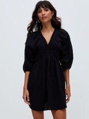 Raffya Black Soipoi Midi 100% Cotton Dress - Image 1 of 2