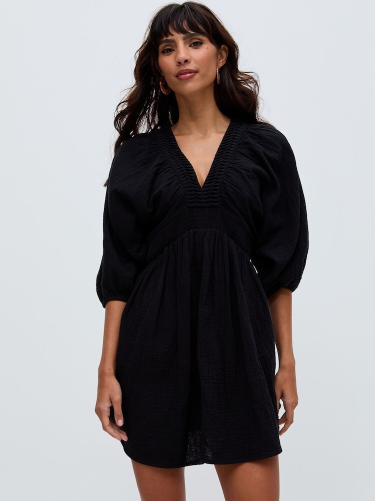 Raffya Black Soipoi Midi 100% Cotton Dress - Image 1 of 2