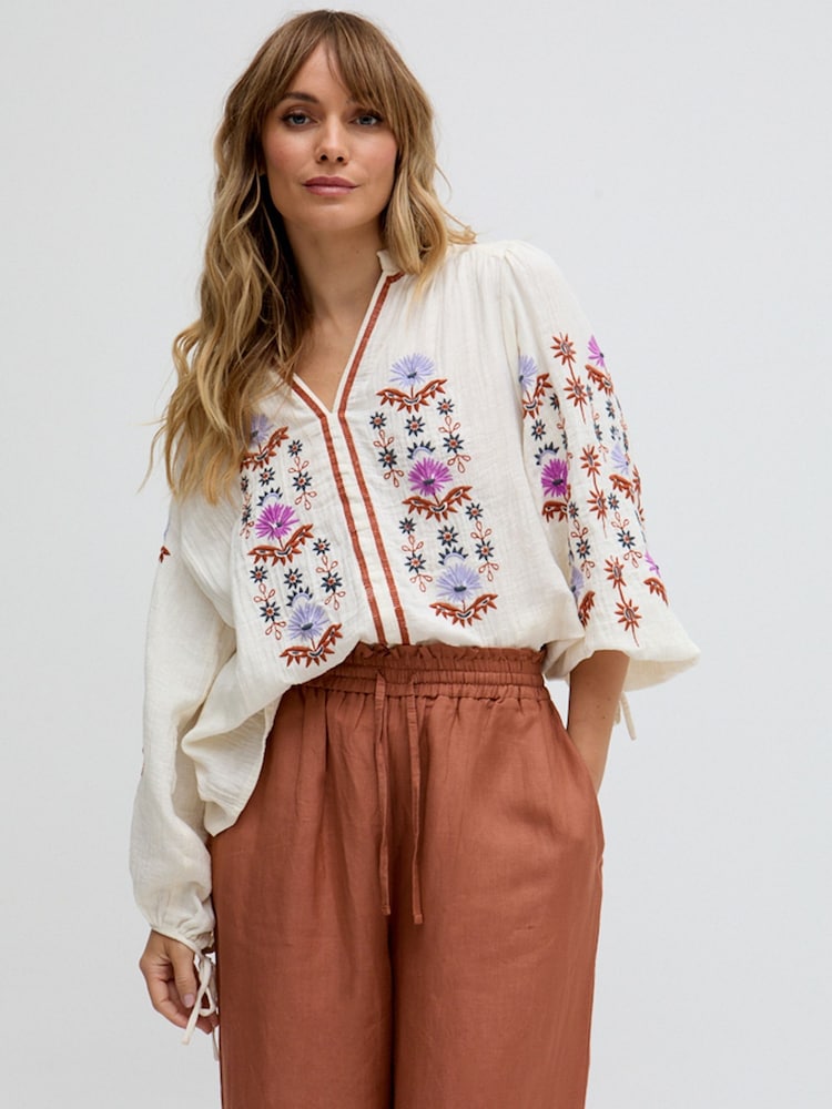 Raffya Brown Paulina Wide Leg Linen Trousers - Image 5 of 5
