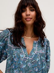 Raffya Blue Grace Garden Print Tiered Mini Dress - Image 5 of 5