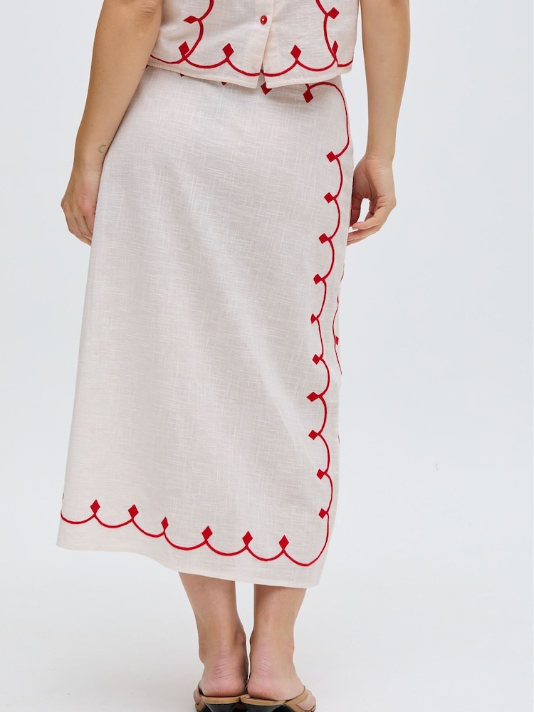 Raffya White Freya Co-Ord 100% Cotton Skirt - Image 2 of 5