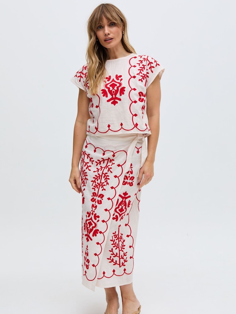 Raffya White Freya Co-Ord 100% Cotton Skirt - Image 5 of 5
