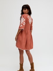Raffya Orange 100% Cotton Alice V-Neck Embroidered Blouse - Image 2 of 5