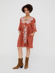 Raffya Orange Arabella V-Neck Embroidered Mini Dress - Image 6 of 10