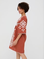 Raffya Orange Arabella V-Neck Embroidered Mini Dress - Image 9 of 10