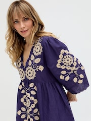 Raffya Blue Ariana Longline V-Neck Dress - Image 3 of 4