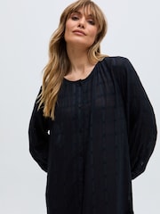 Raffya Black Olivia Button Down Embroidered Mini 100% Cotton Dress - Image 5 of 6