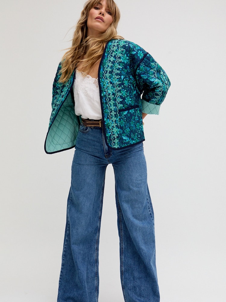 Raffya Blue Felicity Quilted 100% Cotton Jacket - Image 1 of 5